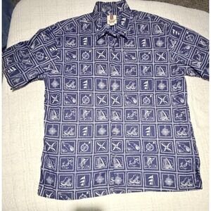 Tori Richard Honolulu Shirt Mens XL Nautical Cotton  Blue